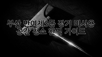 부산 반여제3동 장기 미사용 공간 청소 완벽 가이드